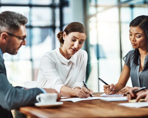 shot of a group of colleagues having a meeting in a modern office